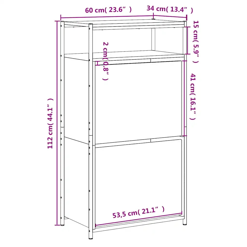 Scarpiera | Mobile per scarpe Nera 60x34x112 cm in Legno Multistrato
