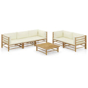 Set Divani da Giardino 6 pz con Cuscini Bianco Crema in BambÃ¹ cod mxl 51563