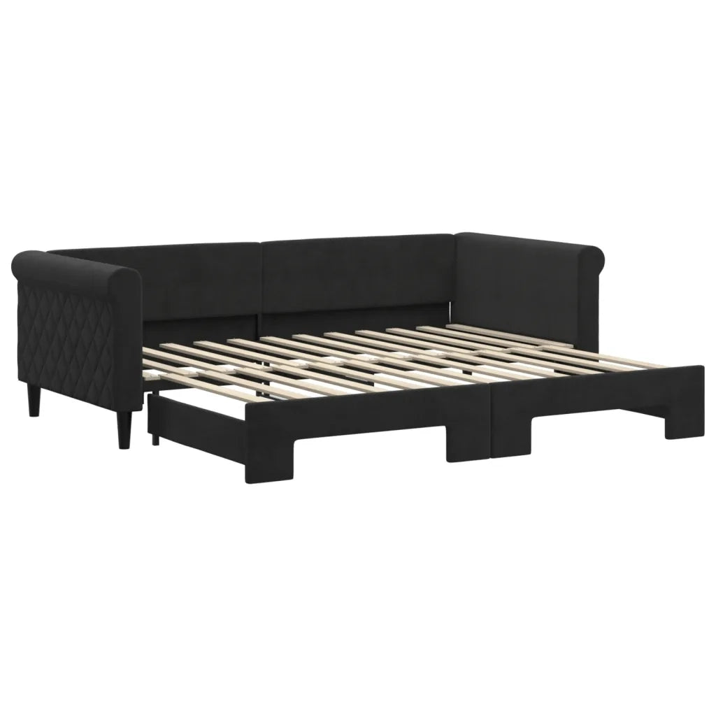 Divano Letto con Letto Estraibile Nero 90x200 cm in Velluto 3197775