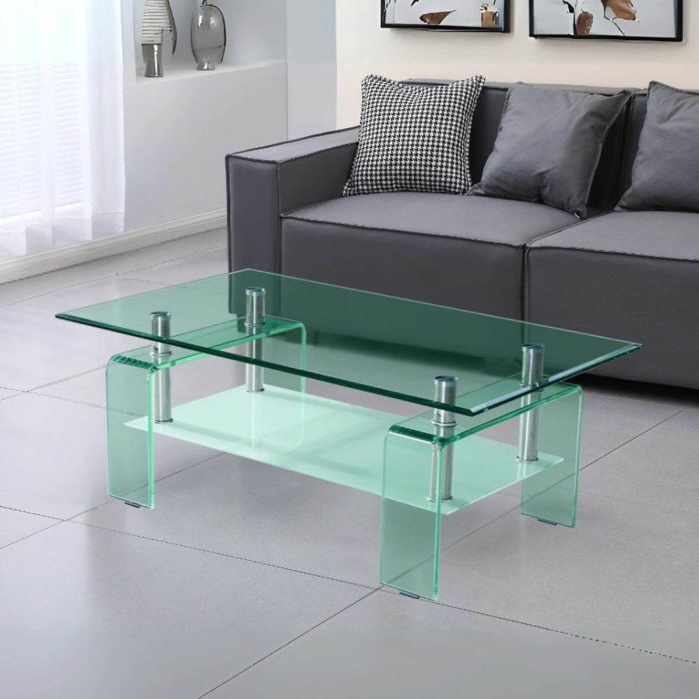 Tavolino Crystal in vetro temperato 100x60x39 cm.