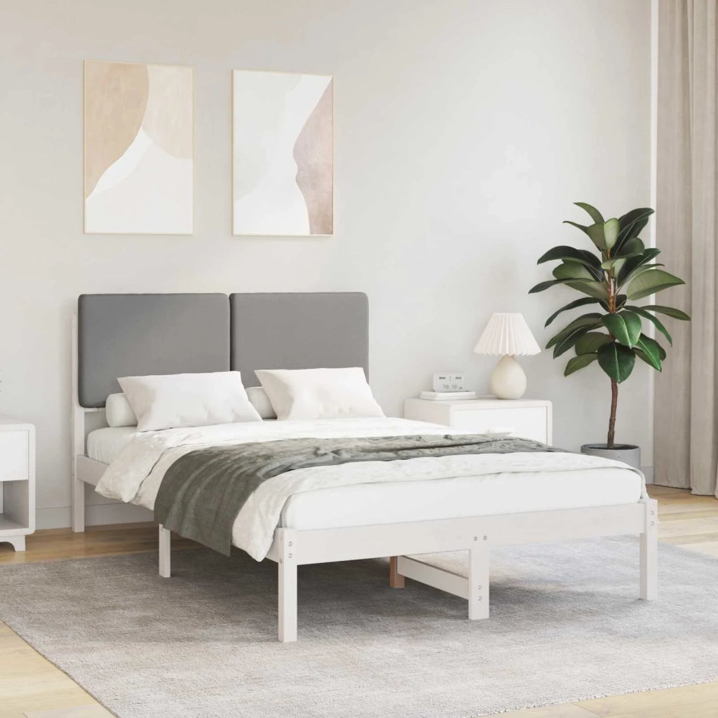 Letto con Testiera Rivestita Grigio chiaro 135 x 190 cm 877923