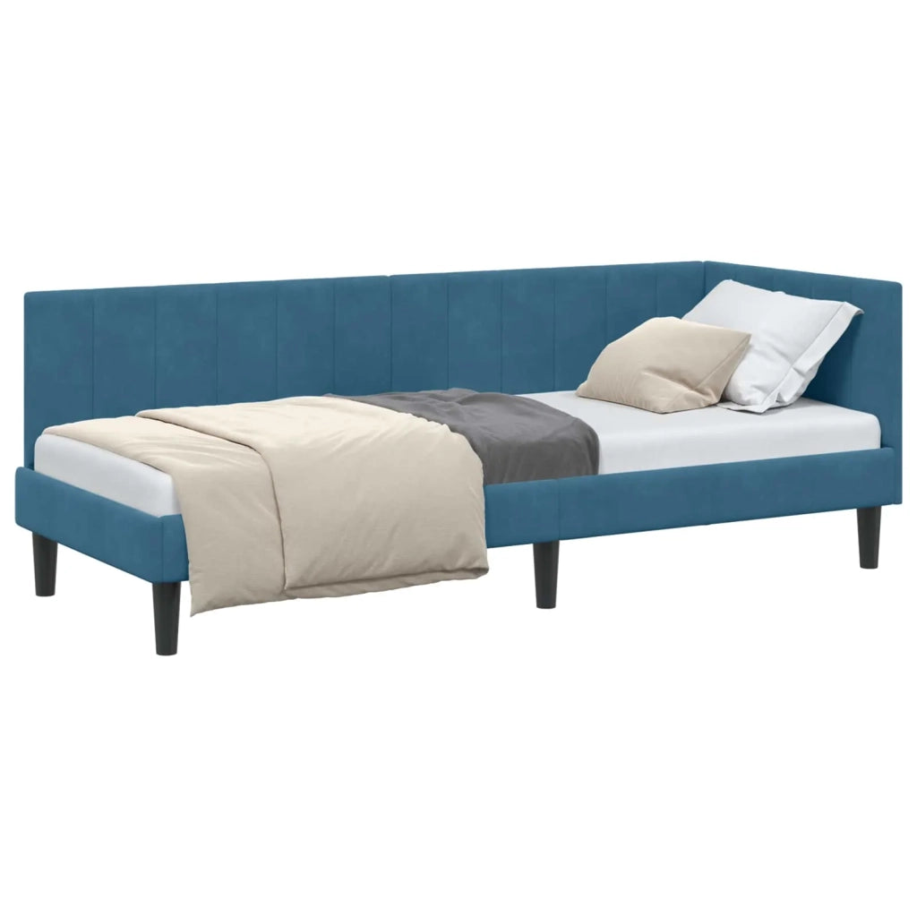 Cornice del letto ad angolo Blu 80 cm x 200 cm Velluto 42016327