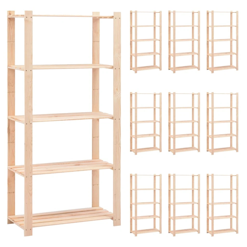 Scaffale portaoggetti a 5 ripiani 10 pezzi 80 x 38 x 170 cm pino 250 kg beige 02_0045729