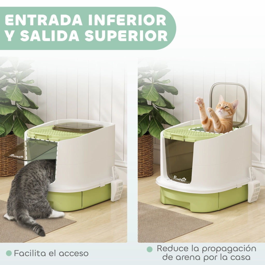 Casetta per Gatti ¨C zephmum ¨C Bianco e Verde 40.5x52.5x42.5 cm
