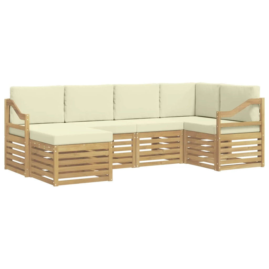 Set di divani da esterno 6 pcs Bianco e Crema Poliestere 3392130