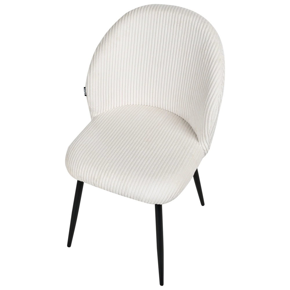 Set di 2 sedie da pranzo Rivestimento in velluto a coste Seduta imbottita Gambe in ferro bianco scuro