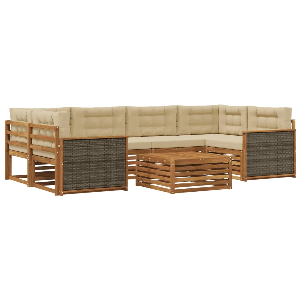 Set di divani da esterno 7 pz Naturale e Beige 3383081