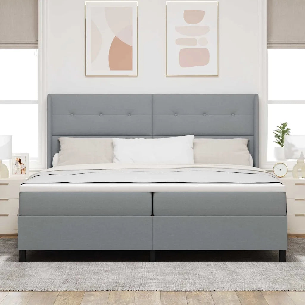 Letto a Sorgente LED Grigio chiaro 200 x 200 cm Tessuto 3343525