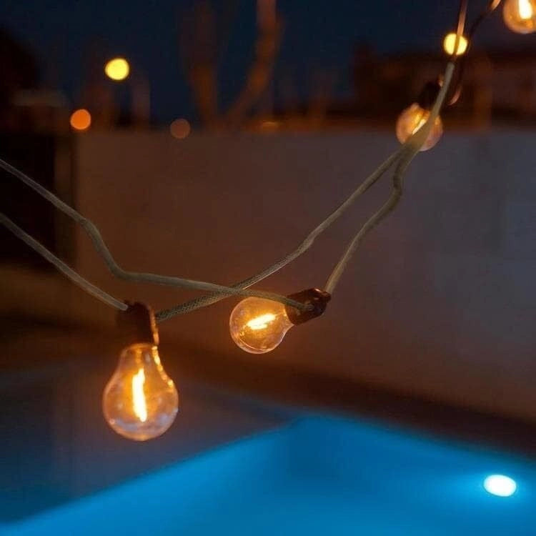 NewGarden LUMGASXXOCNW ALLEGRA Ghirlanda Luminosa LED 10 Luci 8 m IP44 E27 Bianco Caldo colore Beige