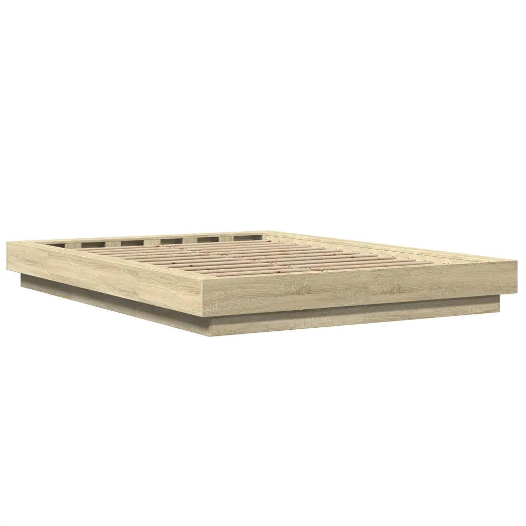 Giroletto Luci LED-Struttura Letto con LED Rovere Sonoma 140x200 cm Legno Multistrato 967258