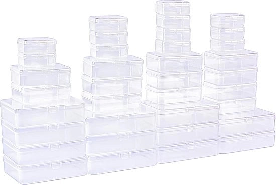 Confezione da 36 scatole di plastica trasparenti con coperchio per piccoli oggetti e altri progetti di fai da te