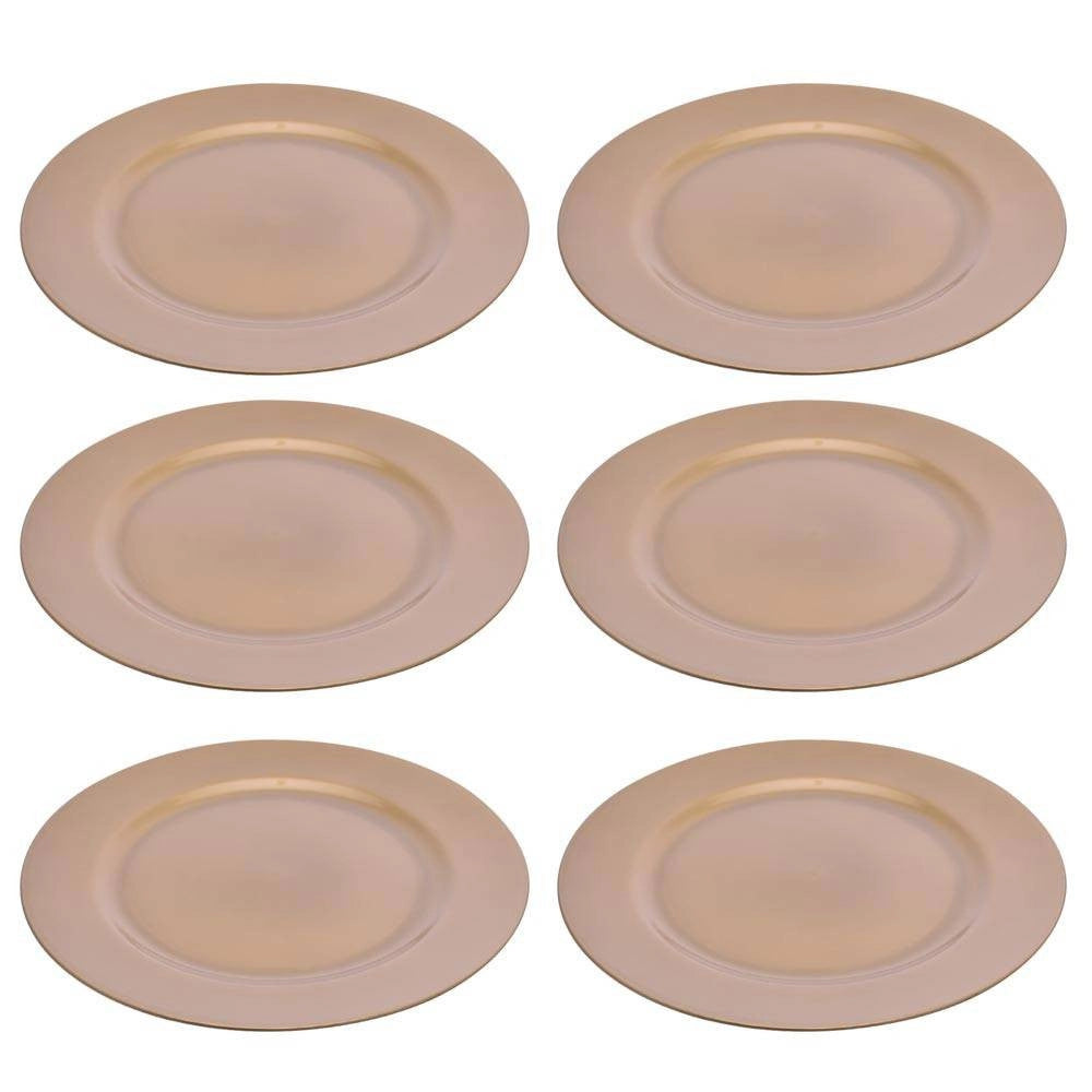 Trade Shop - 6 X Sottopiatti Natalizi In Plastica 33cm Decorazioni Natale Per La Tavola Gold -