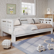 Letto estraibile 90 × 190 cm con secondo letto, struttura a cuore, senza materasso, legno bianco
