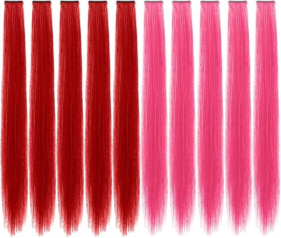 Pruiken Clip-on 10 pezzi - Haarverlengimenti senza cuciture - Stile temporaneo - Filo a alta temperatura - 56 cm - Capelli finti