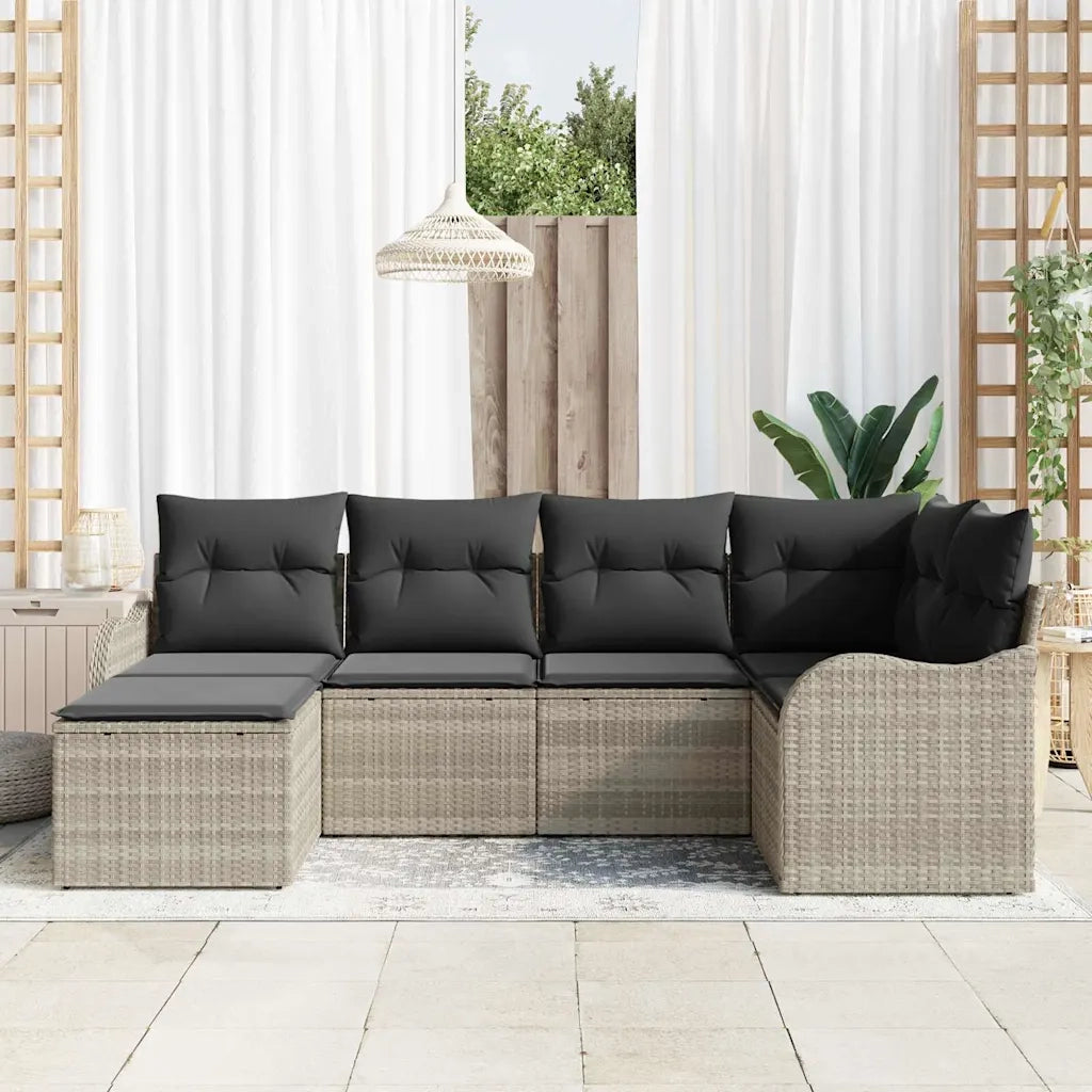 Set Divano da Giardino 6 pcs Grigio chiaro Poly Rattan 3354441