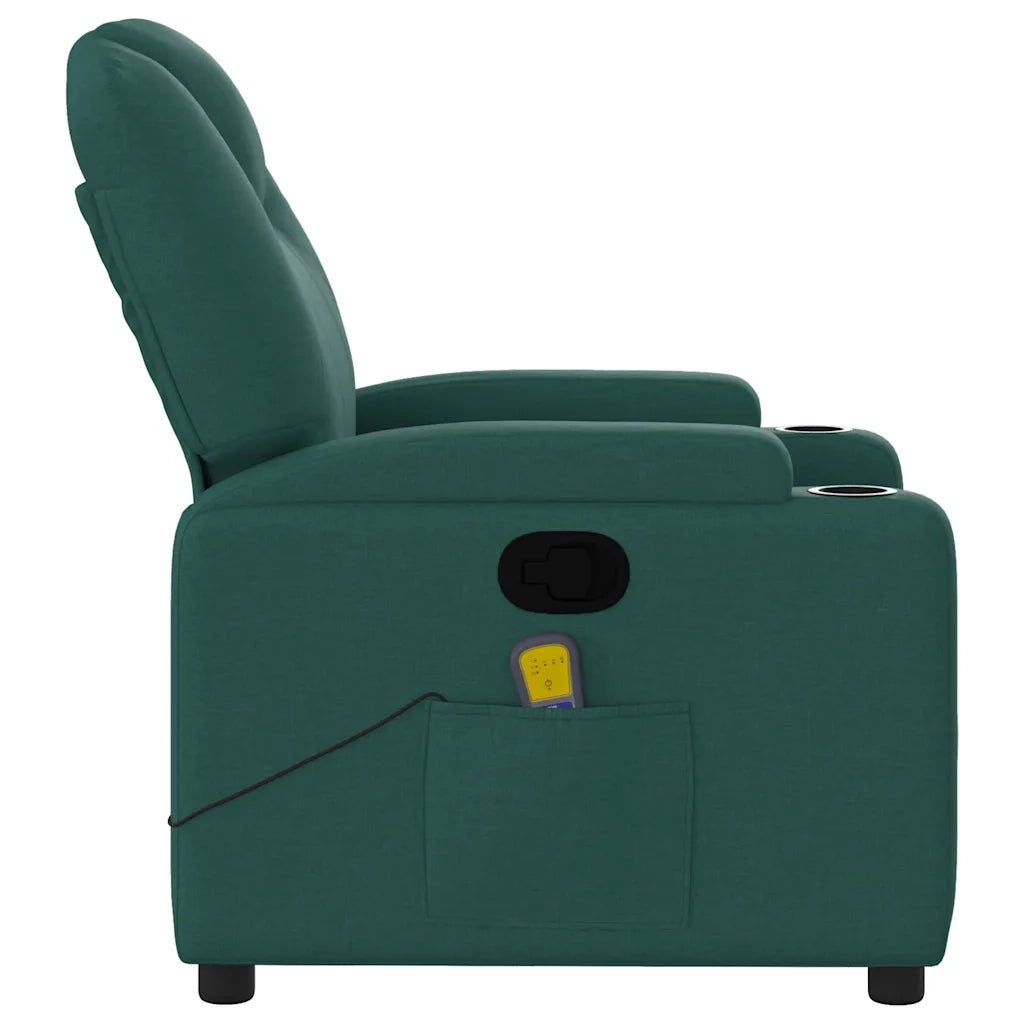 Divano Sedia-Poltrona Massaggiante Reclinabile Verde Scuro in Tessuto 588861