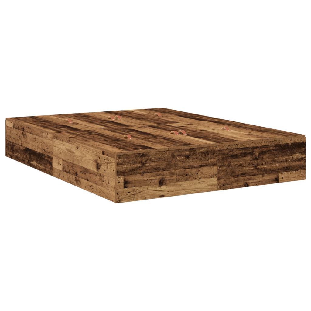 Struttura Letto con Contenitore Legno Invecchiato 150x200 cm