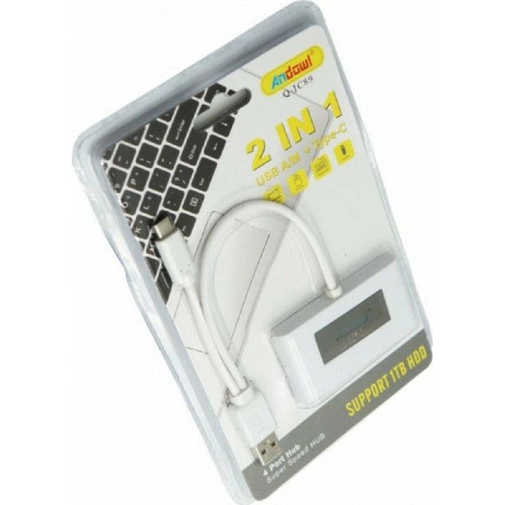 Trade Shop - Hub 2 In 1 Usb A/m + Type-c Con 4 Porte Usb Trasmissione Super Veloce Pc Q-jc89 -