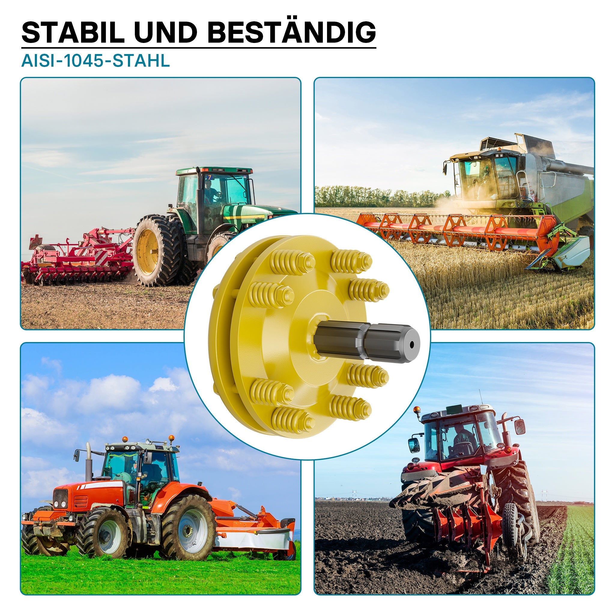 Frizione per albero cardanico scanalato a 6 denti Filetto esterno e interno 1 3/8" Max 1200Nm Giallo