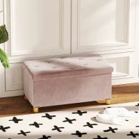 Banco Contenitore Capoletto Pieghevole 67L, Capacità 120 kg, 76x38x38 cm, Rosa