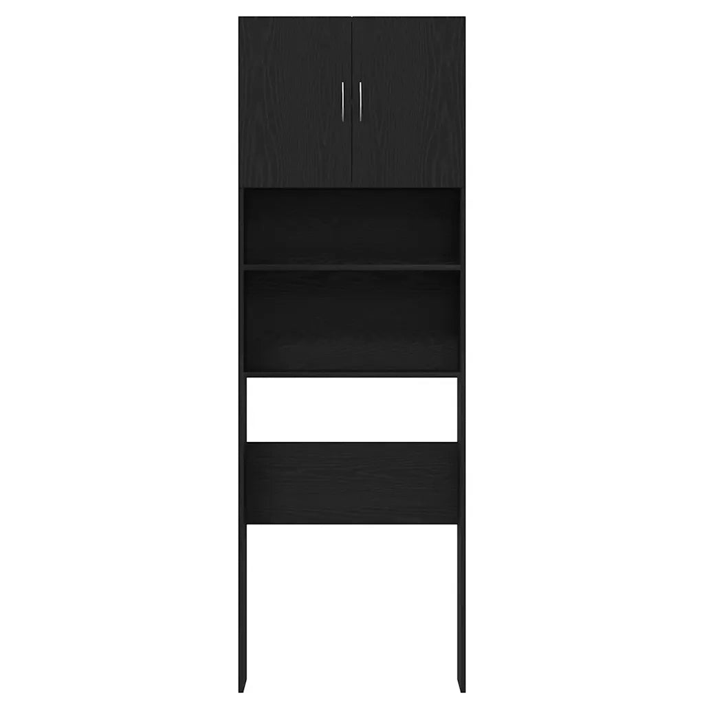Mobile Lavatrice Rovere Nero 64x24x190 cm in Legno Multistrato 859128