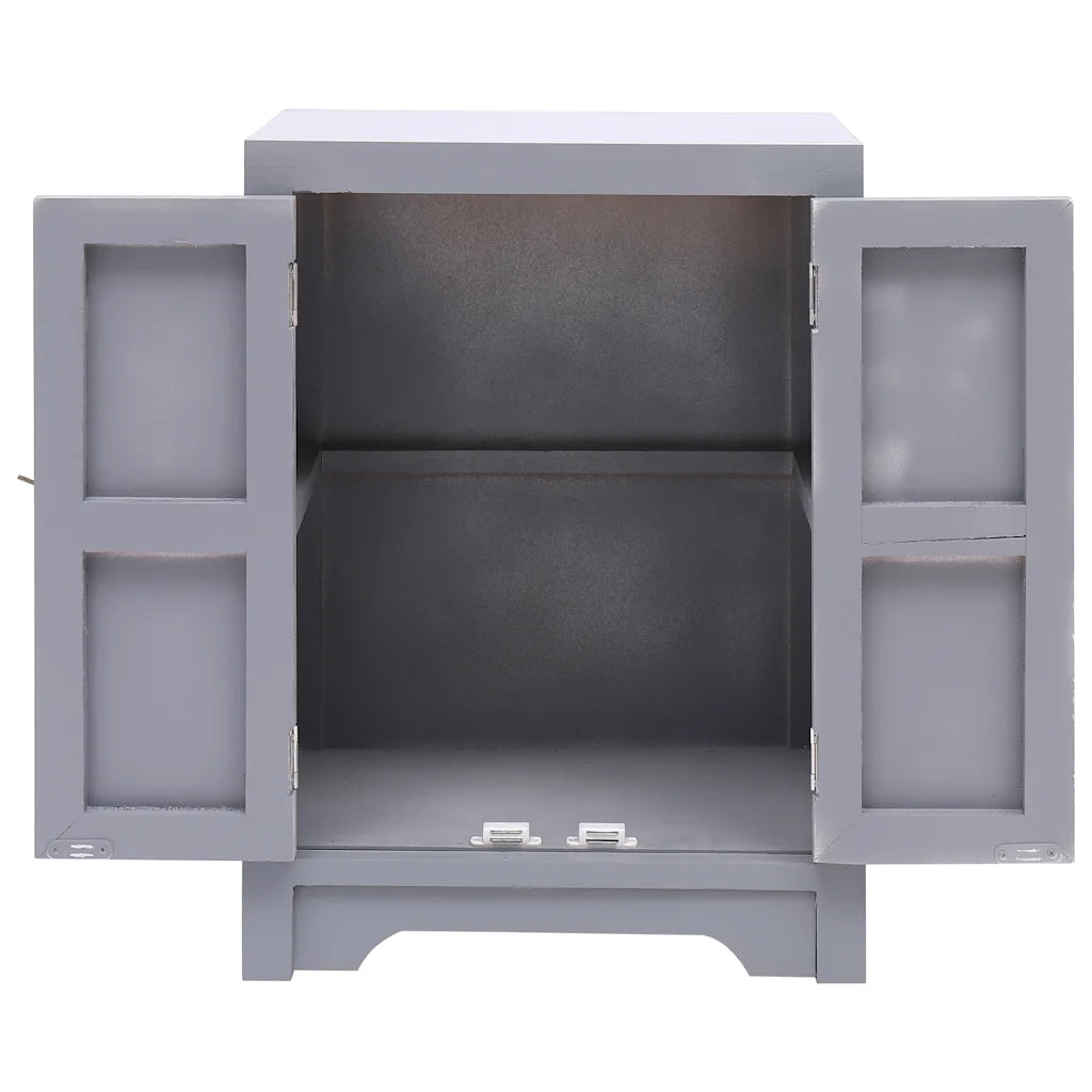 Comodino Grigio 38x28x52 cm in Legno di Paulownia  cod mxl 30475