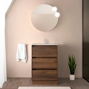 Mobile bagno 60 cm noce maya con lavabo ad incasso Gaya