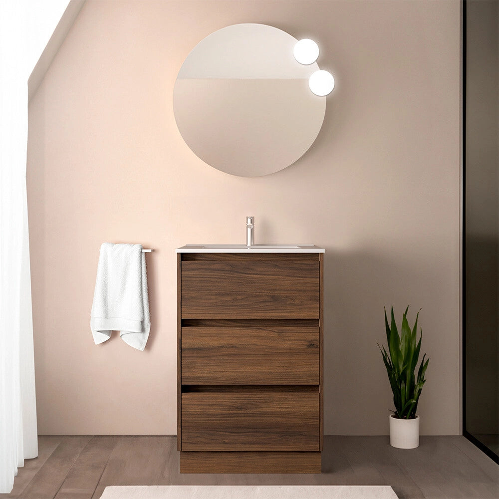 Mobile bagno 60 cm noce maya con lavabo ad incasso Gaya