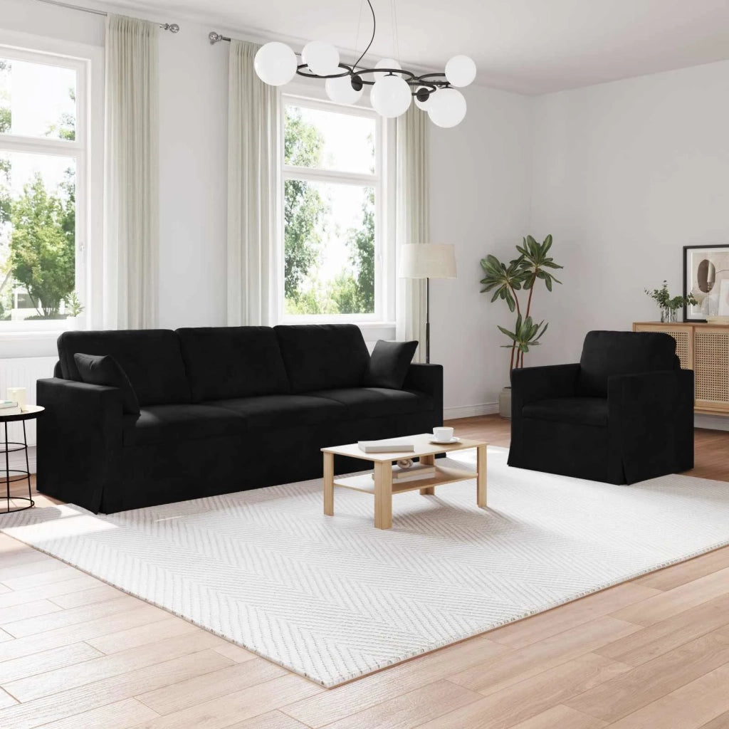 Set di divani 2 pcs Nero Velluto