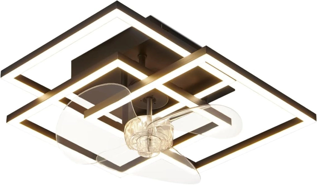 ZMH Ventilatore da Soffitto a LED Nero Moderno Silenzioso con Luce Telecomando Luminosità Regolabile per Soggiorno