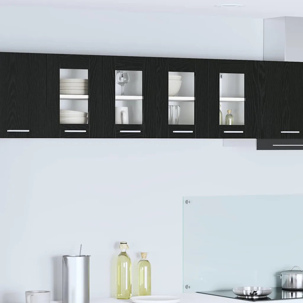 Armadio pensile con porta 2 pcs Rovere Nero 60 x 31 x 40 cm