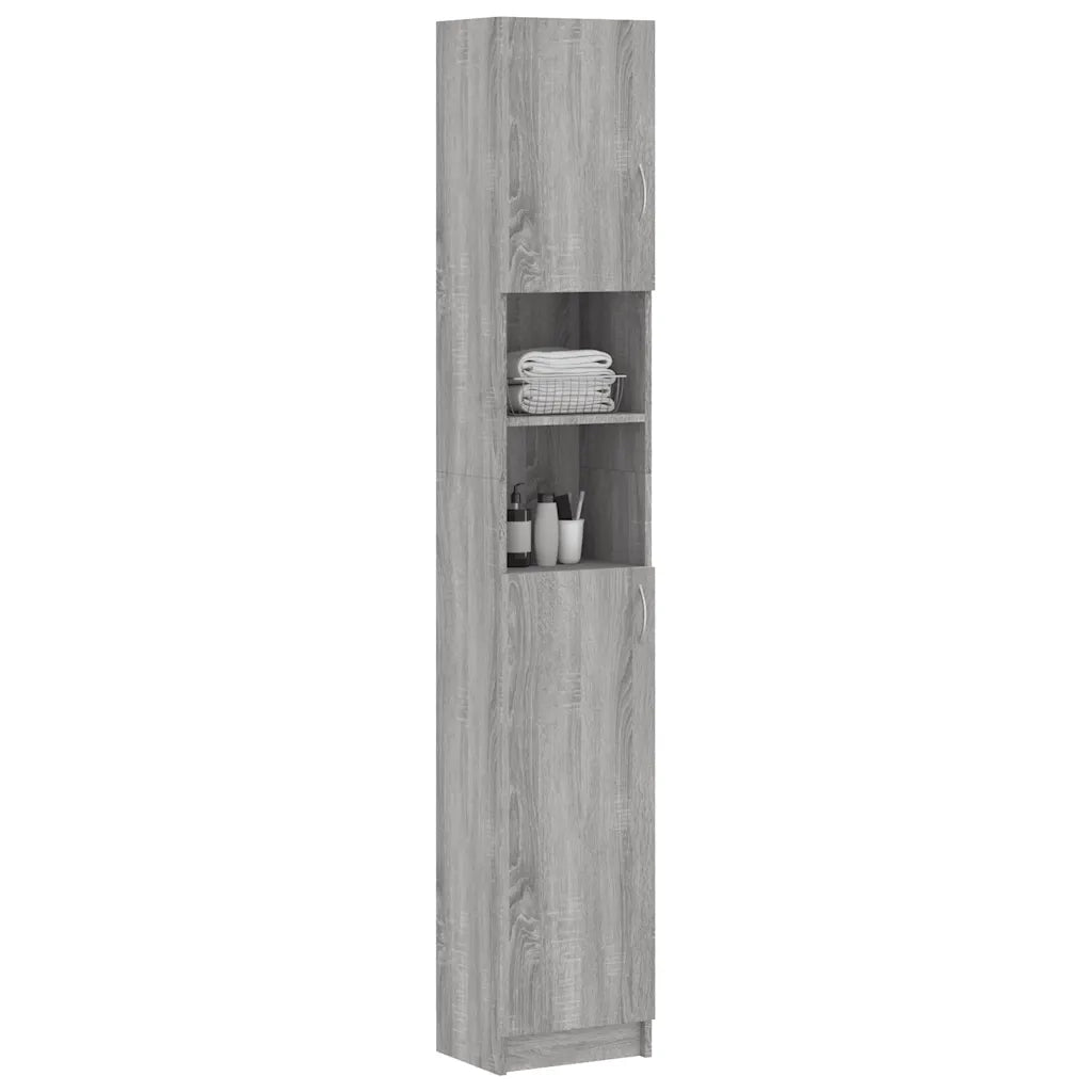 Armadietto Bagno Grigio Sonoma 32x25,5x190 cm Legno Ingegnerizzato 815538