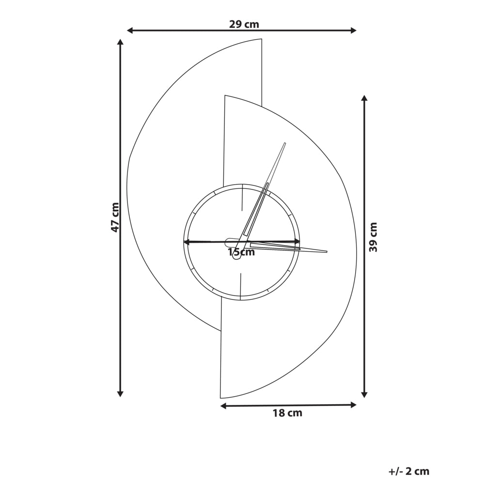 Orologio da parete grigio e arancione in metallo MDF 29 x 47 cm Design senza numeri Decorazione per il soggiorno
