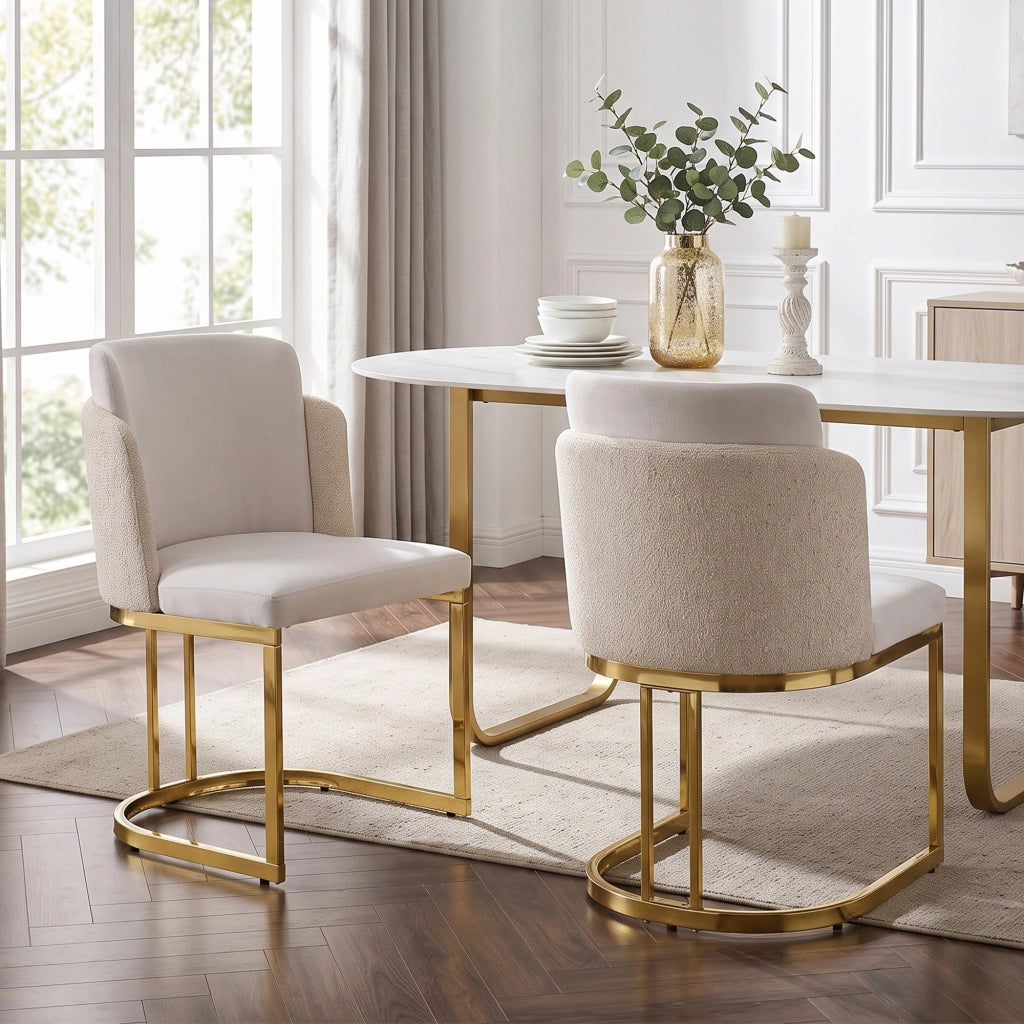 SEDIA da pranzo Set da 6 pezzi 61,5x53,5x86 cm Chenille Beige/Oro
