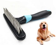 Ondervachthark per cani, spazzola per animali domestici, per razze con pelo sottile medio-lungo, doppia fila di uncini a punta arrotondata in acciaio, riduce la caduta dei peli del 90%, facile da rimuovere le ciocche.