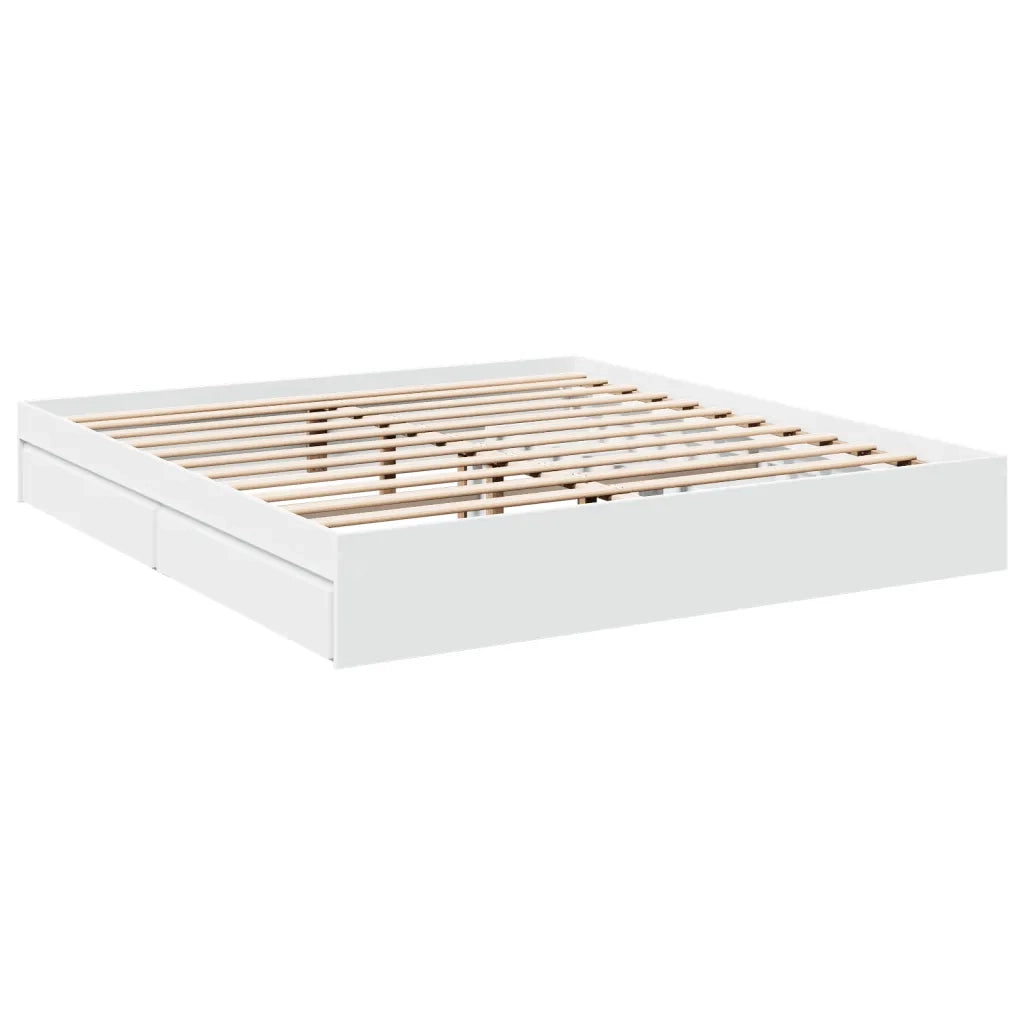 Giroletto con Cassetti Bianco 200x200 cm in Legno Multistrato