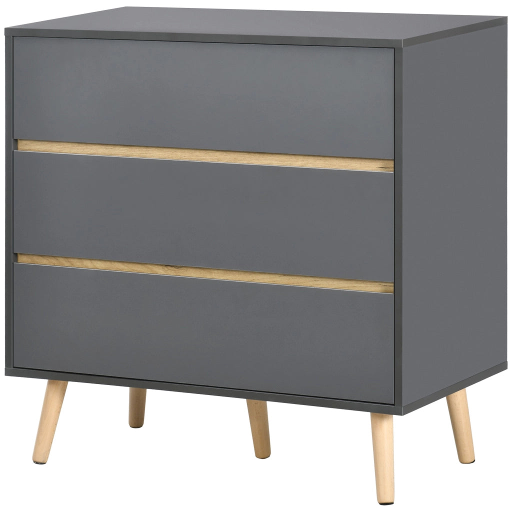 Cassettiera 3 cassetti senza maniglie stile scandinavo ¨C Xylo ¨C grigio 80x40x80 cm