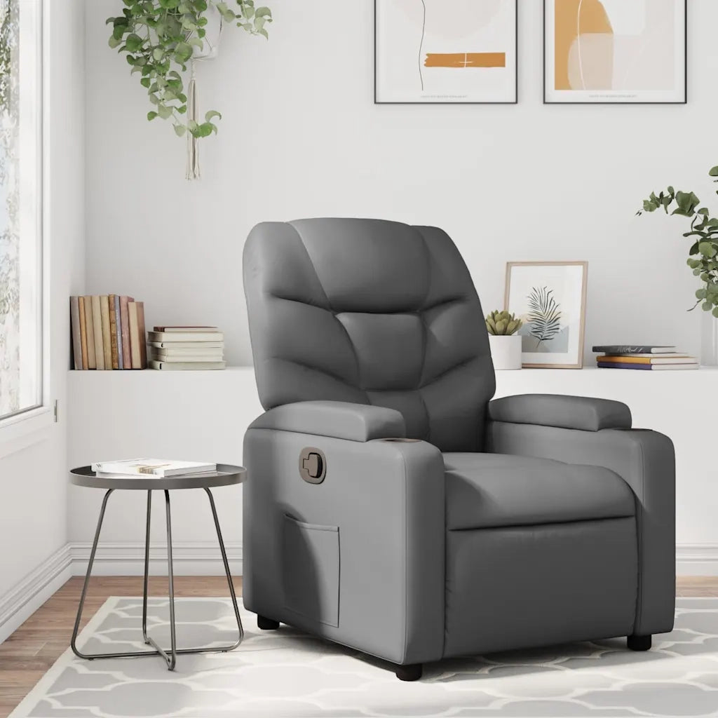 Poltrona reclinabile grigia in similpelle 3205642