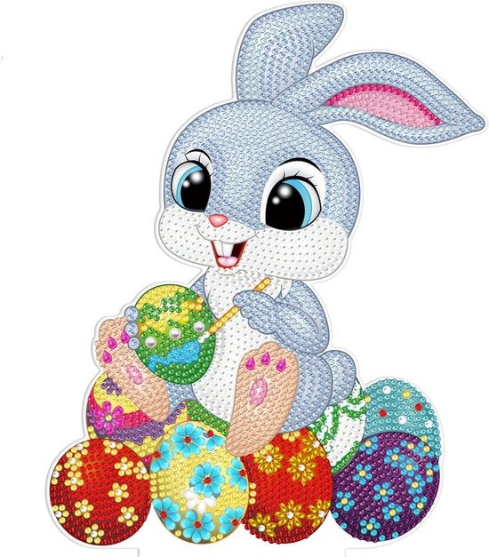 Decorazione Pasquale con Punti di Diamante DIY - Haas pasquale ornamenti artigianali con standard - Regalo per parete e ingresso - Pasqua - Contenuto in . .