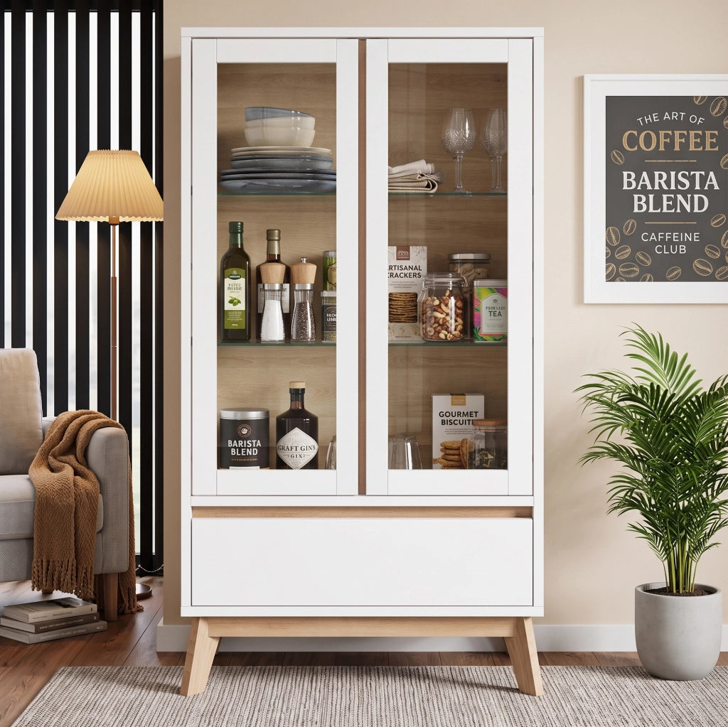 Armadio da cucina con cassetto e ripiani regolabili 80 x 40 x 150 cm; bianco