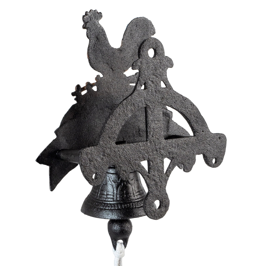 Campanello in ghisa KADAX con decorazione a forma di gallo, stile retrò, ornamentale.