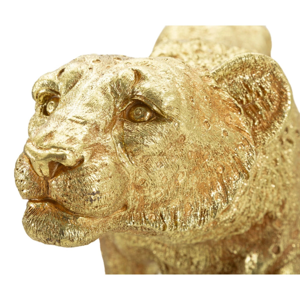 Scultura Pantera, Oro, Poliresina, 89x21x33 cm