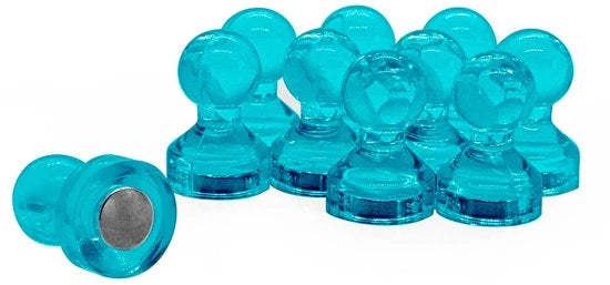 Punaisemagneet acrilico blu per frigorifero, lavagna, bacheca 11 mm x 17 mm alto - confezione da 10