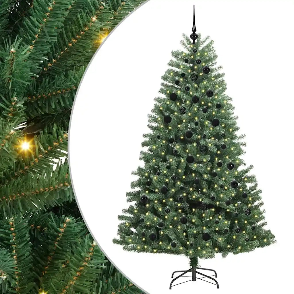 Albero di Natale Artificiale-Albero Natalizio con Rami Pieghevoli Verde 210 cm 735831