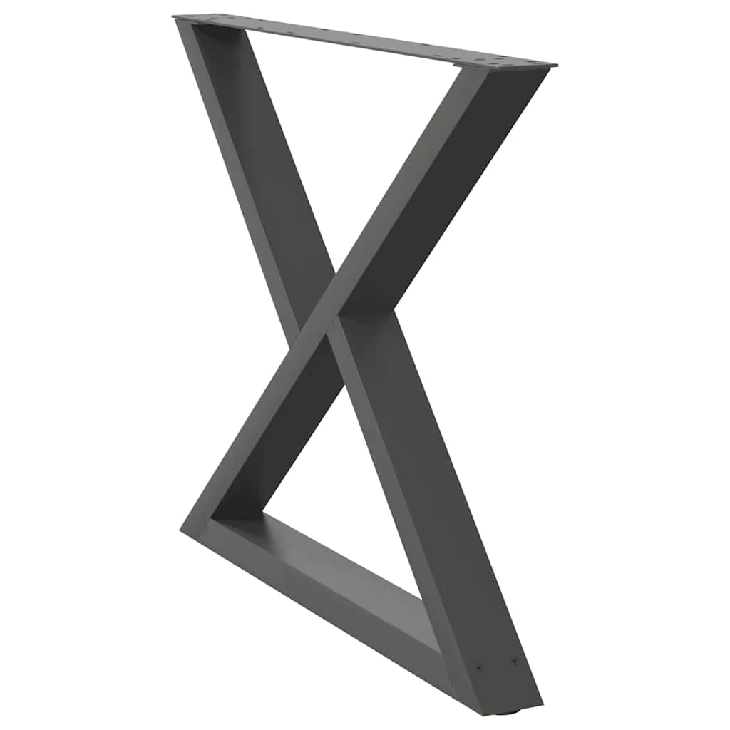 Set di 2 eleganti gambe fisse per tavolo da pranzo 90 x 73 cm con piedini regolabili in acciaio antracite 02_0057019