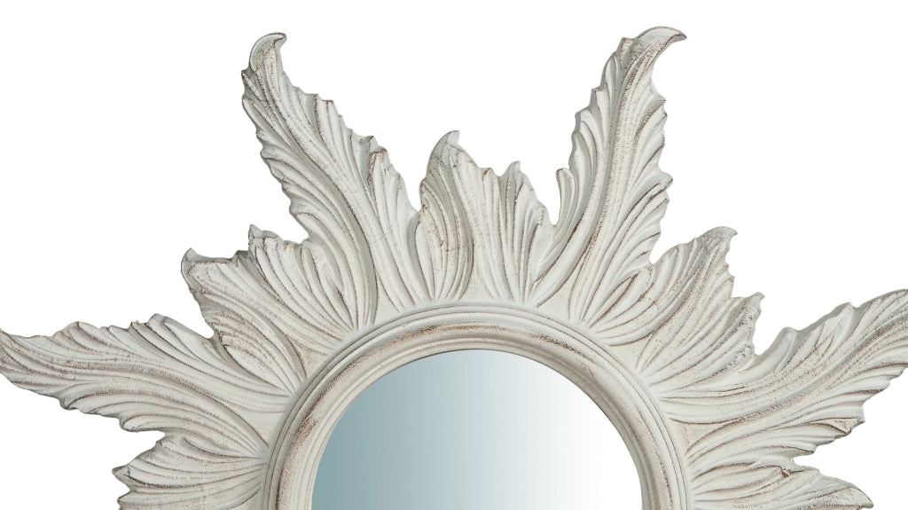 Biscottini Specchiera da parete in legno finitura bianco anticato L58xPR4xH58 cm Made in Italy