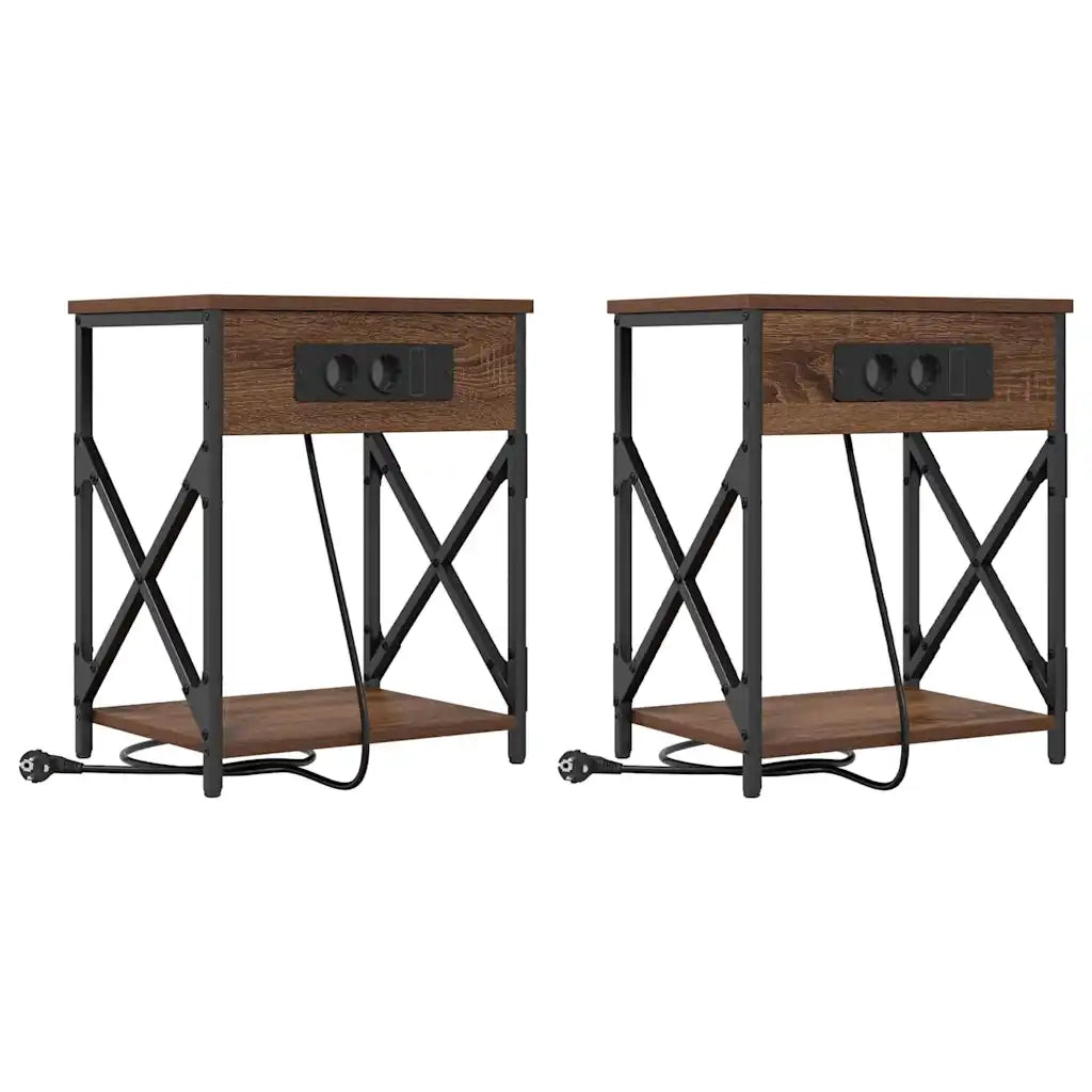 vidaXL Armadio da Notte 2 pcs Rovere marrone 41 x 31 x 51 cm