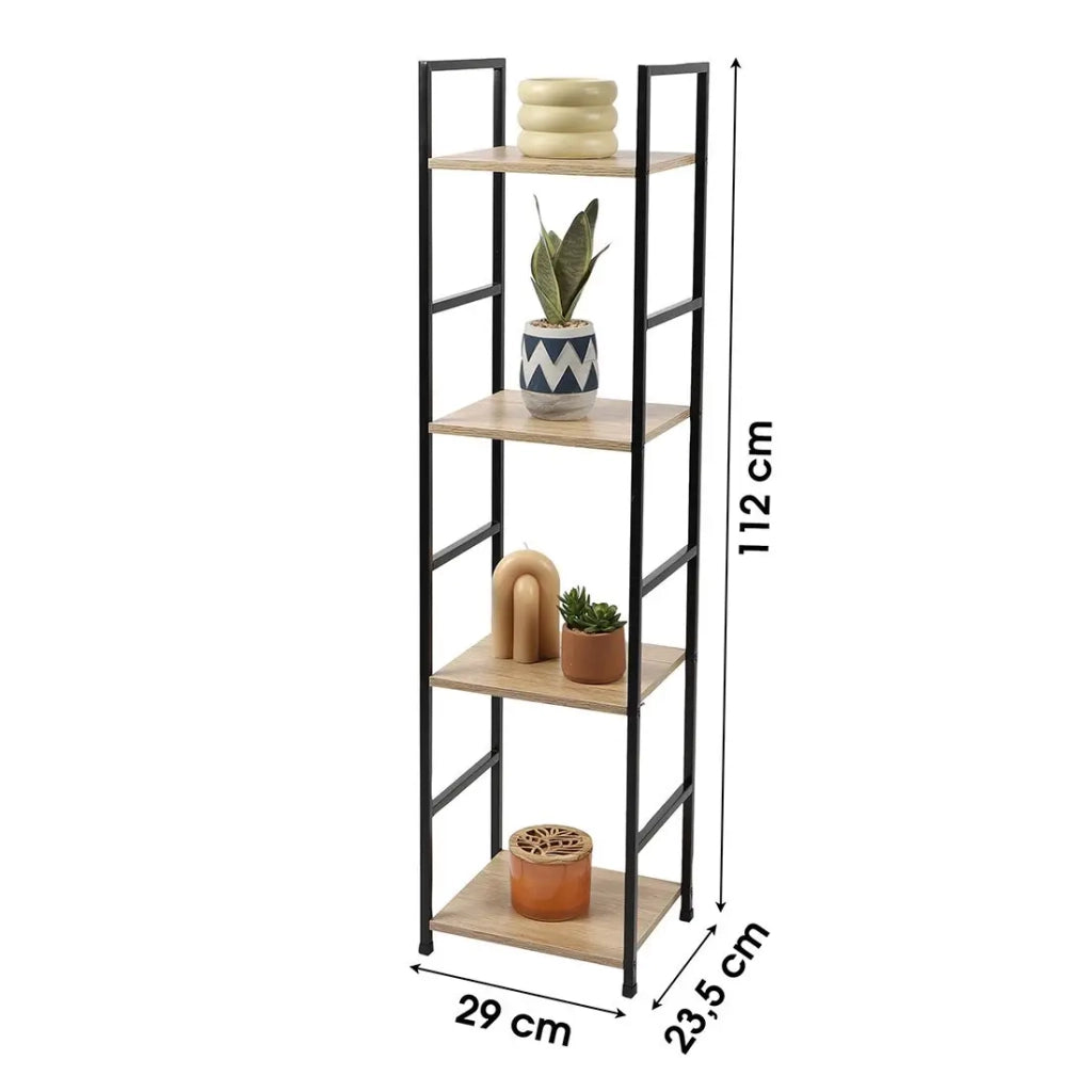 Scaffale a 4 ripiani collezione HOLBORN - Stile industriale, colore rovere e nero