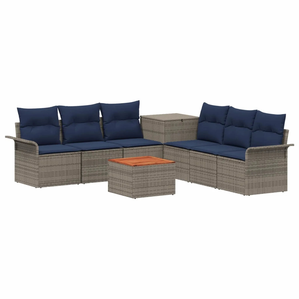 Set di divani 8 pz Grigio e Blu Navy Rattan sintetico e Acciaio 3448011