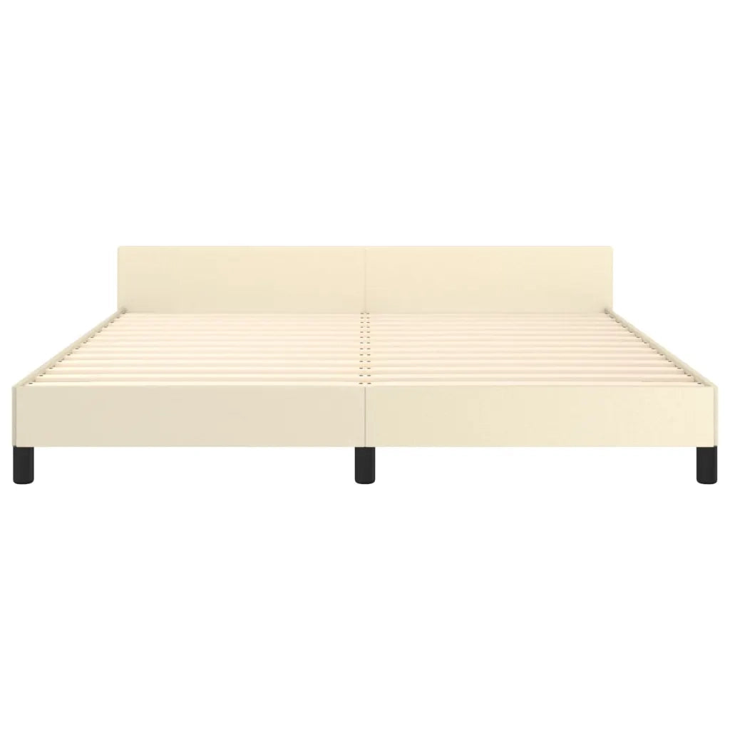 Giroletto con Testiera Crema 160x200 cm in Similpelle 3125581